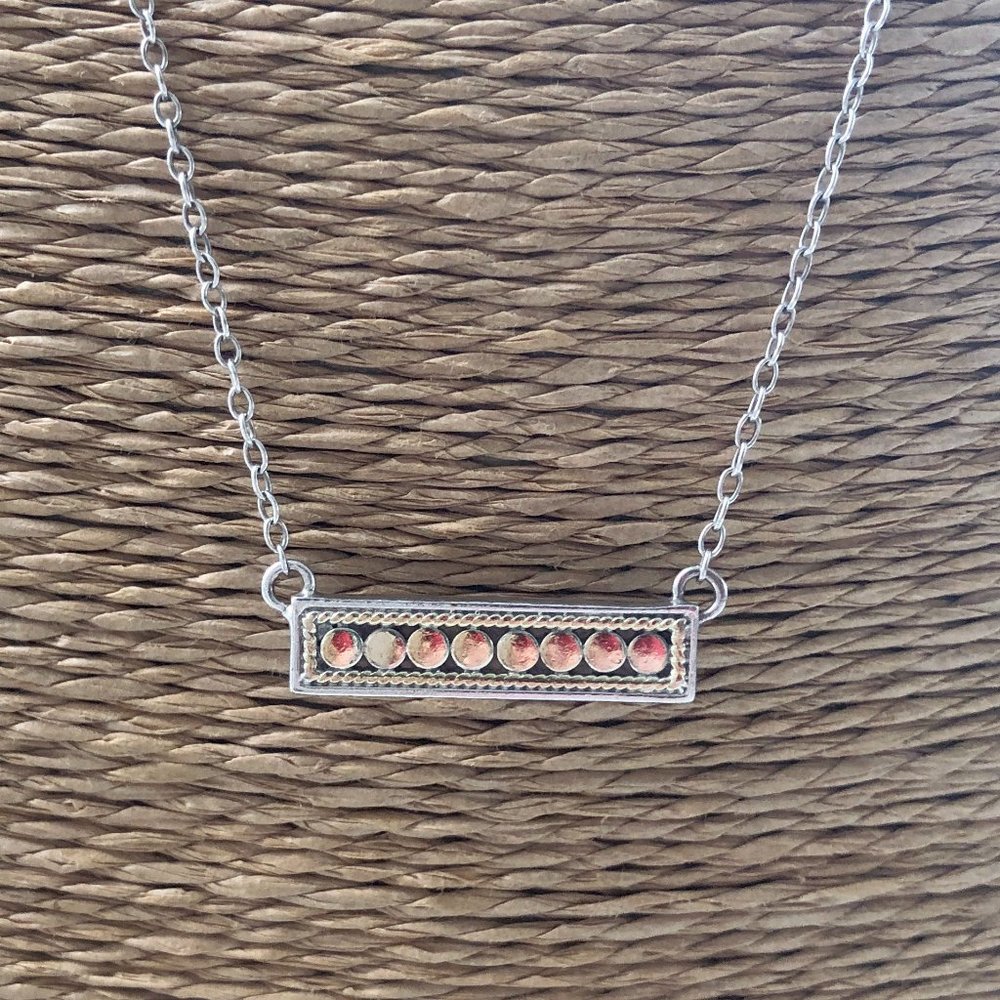 Anna Beck Sterling Silver/gold overlay bar pendant